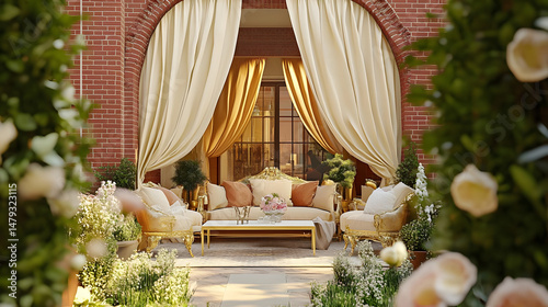 Obraz na płótnie Elegant Patio Design: Luxury Outdoor Oasis w salonie
