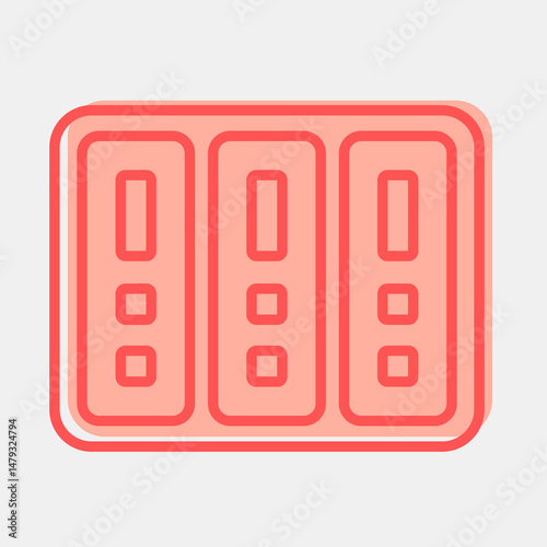 Icon data center. Computer components elements. Icon in two tone style.