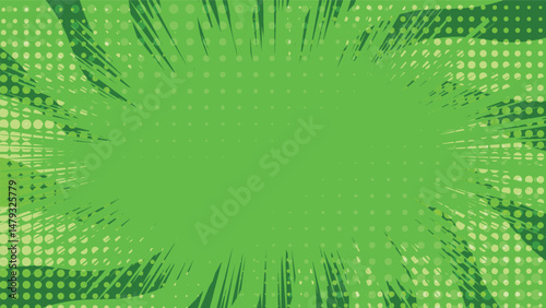 abstract green background with sunburst and graphic dots  