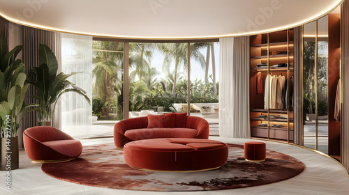Luxury Red Sofa Design, Tropical View