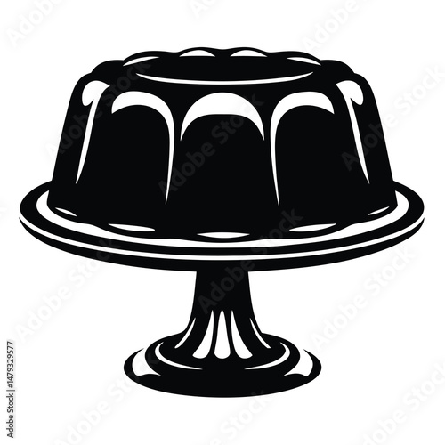 Monochromatic Gelatin Dessert Delight, a Sweet Treat Displayed on a Pedestal