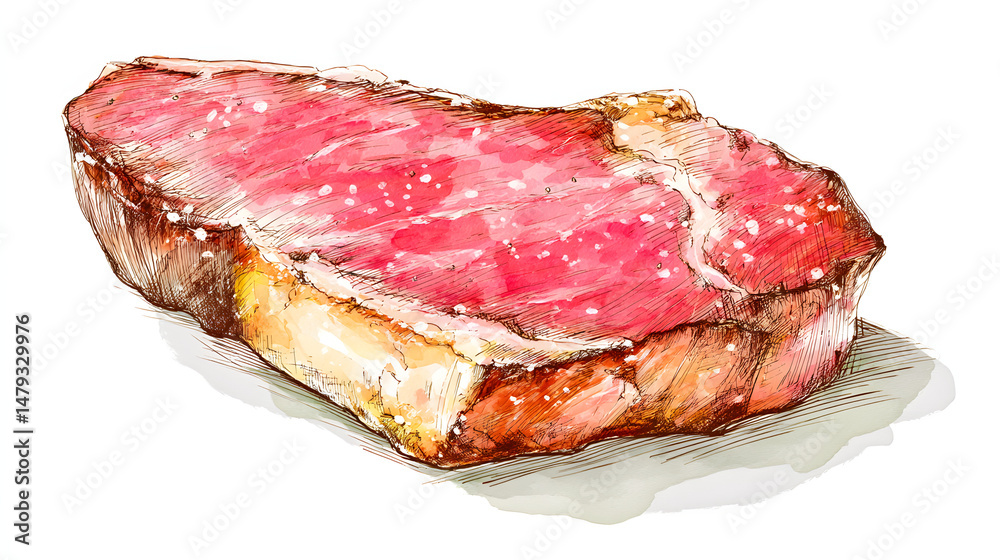 Steak Soft Pastel Watercolor Steak Soft Pastel Watercolor