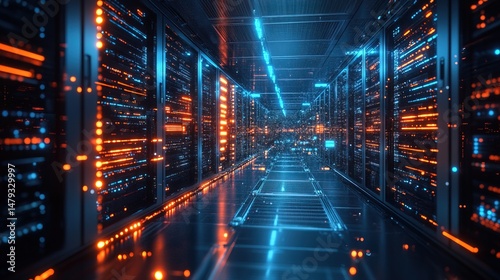 Wallpaper Mural A futuristic supercomputer analyzing complex data with glowing interfaces Torontodigital.ca