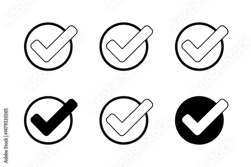 Check mark icon set circle tick symbol design vector