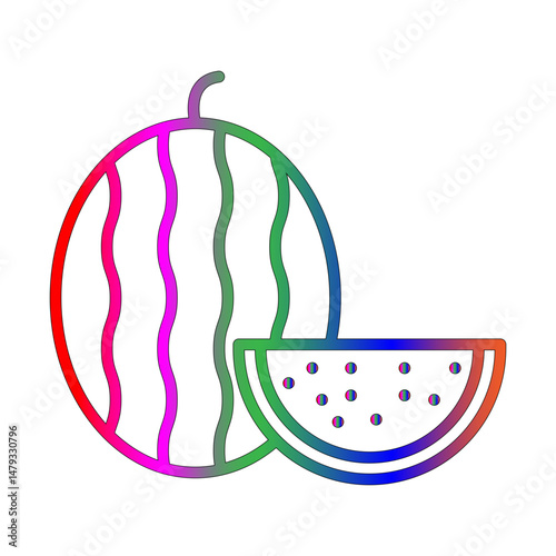 Watermelon line gradient icon
