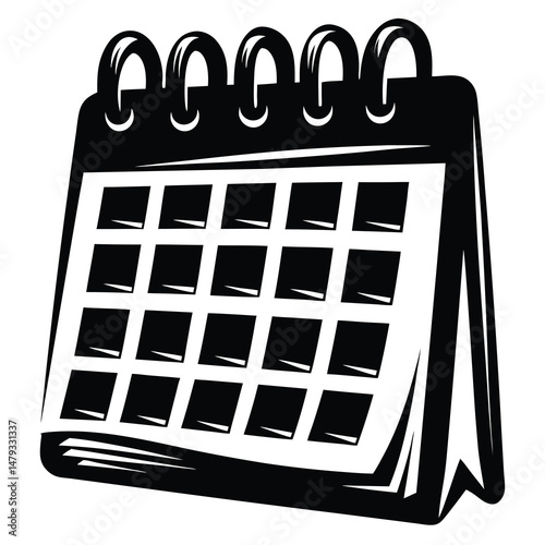 Monochrome Calendar Icon, Representing Scheduling, Planning and Important Dates and Meetings