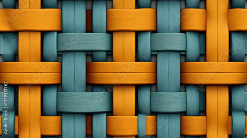 Obraz na płótnie Woven Texture: Orange & Teal Design w salonie