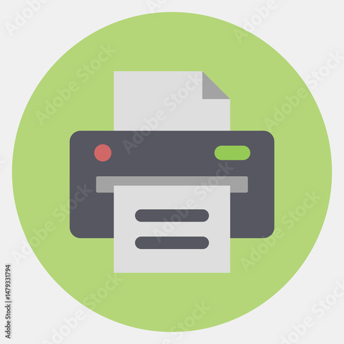 Icon printer. Computer components elements. Icon in color mate style.
