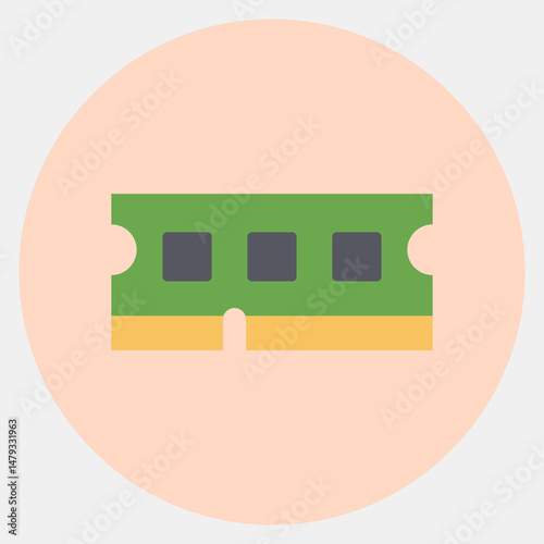 Icon ram. Computer components elements. Icon in color mate style.