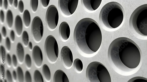 Obraz na płótnie Circular Holes in Concrete Wall Design w salonie
