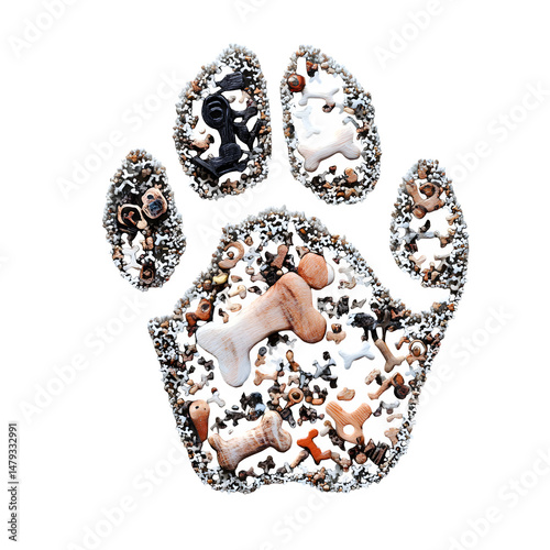 dog paw print animal footprint isolated on transparent background.
