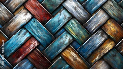 Obraz na płótnie Woven Wood Textures: Abstract Art w salonie
