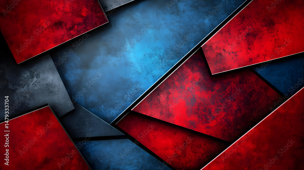 Abstract Red & Blue Geometric Design