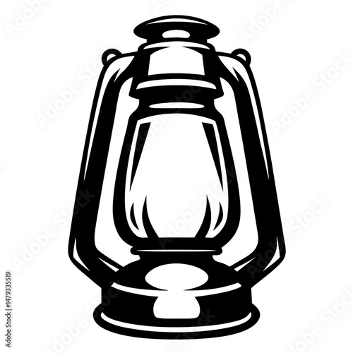 Monochrome lantern illustration on a white background, a vintage style lantern