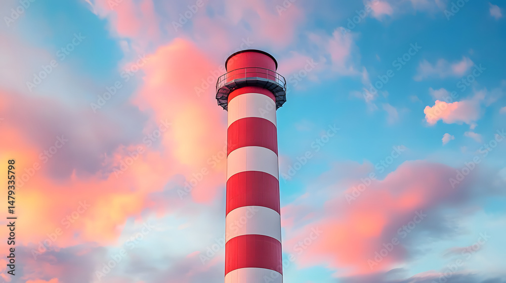Striped Tower Sunset Sky