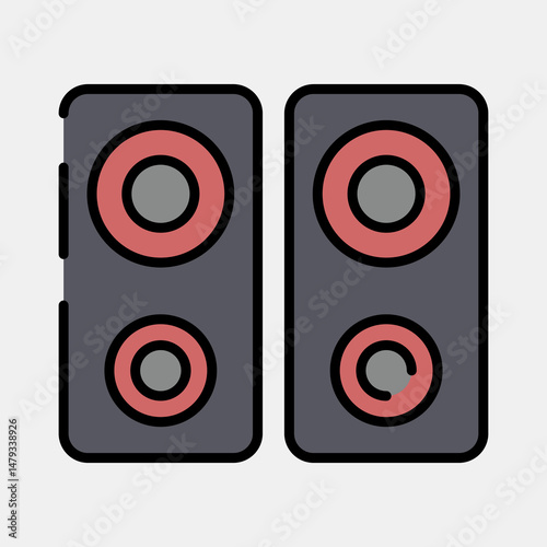 Icon music device. Computer components elements. Icon in filled line style.