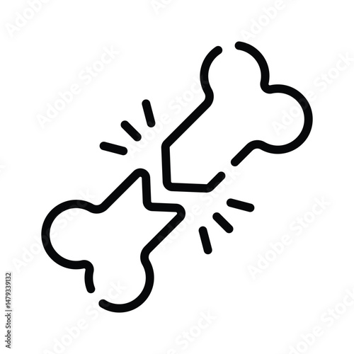 Handy icon of cracked bone designed in line style