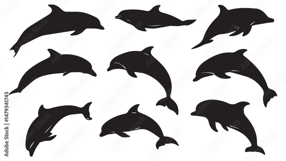 Naklejka premium Dolphin Silhouettes