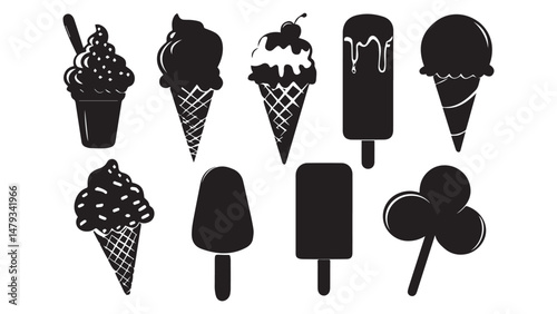 Ice Cream Silhouettes Vectors