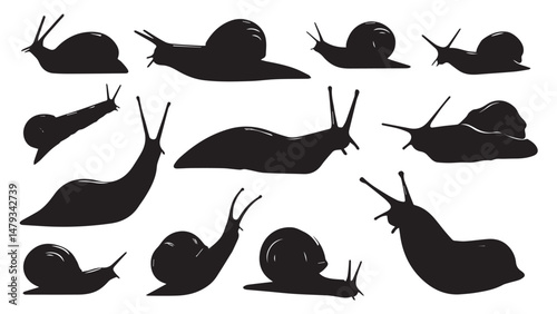 Snail Silhouettes Clipart Collection