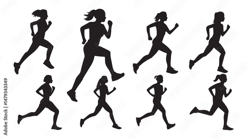 Naklejka premium Running Silhouettes Images