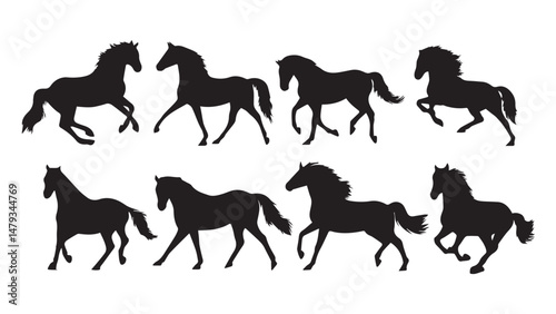 Silhouette Horses 8 Poses