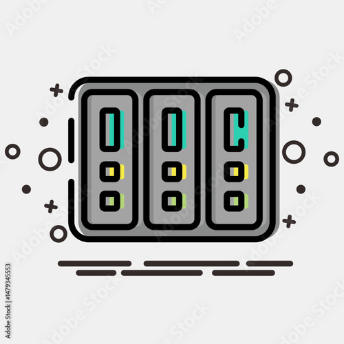 Icon data center. Computer components elements. Icon in MBE style.