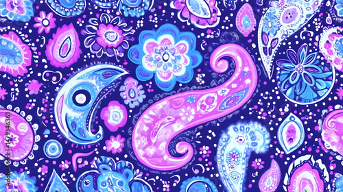 Obraz na płótnie Vibrant Paisley & Floral Designs w salonie