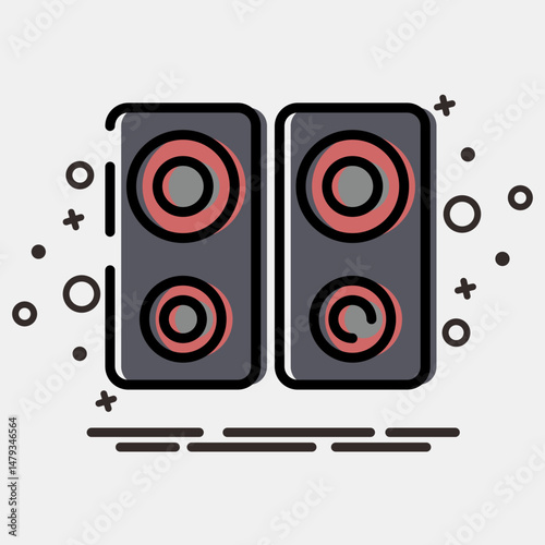 Icon music device. Computer components elements. Icon in MBE style.