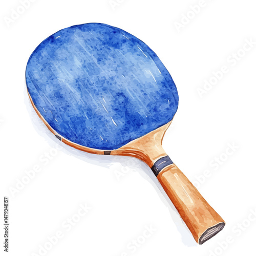 Ping Pong Paddle, watercolor vector, isolated on a white background.