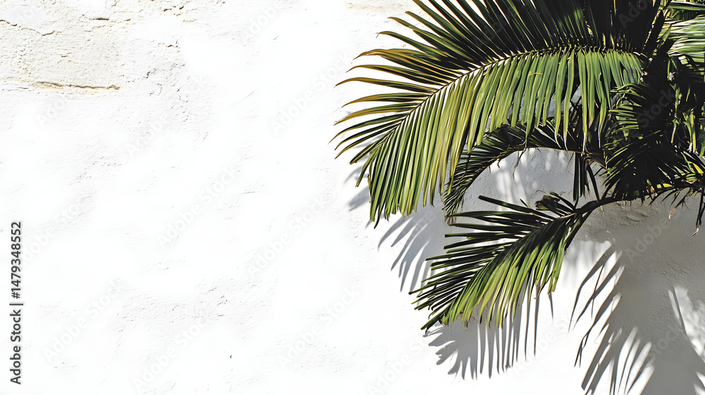 Palm Fronds Cast Shadows on Wall