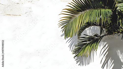 Obraz na płótnie Palm Fronds Cast Shadows on Wall w salonie