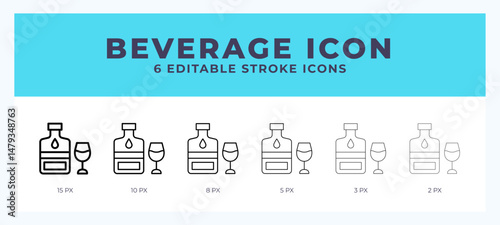 Beverage line icon with different stroke. Vector illustration.