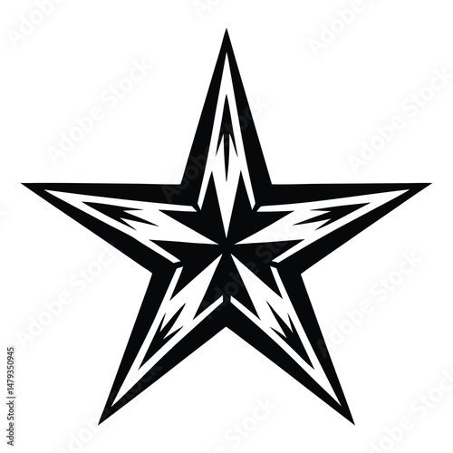 Black and White Nautical Star Graphic Design Element Illustration