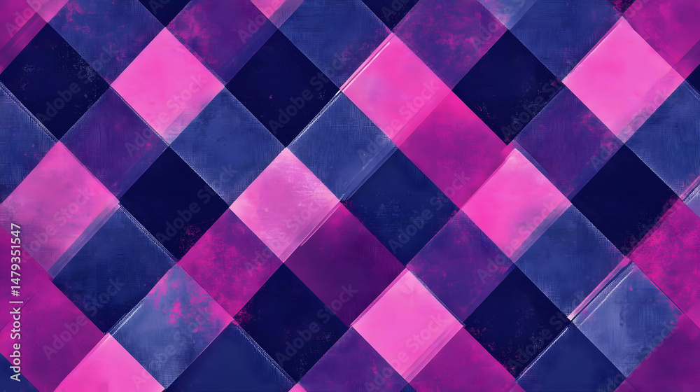 Abstract Pink & Blue Diamond Pattern