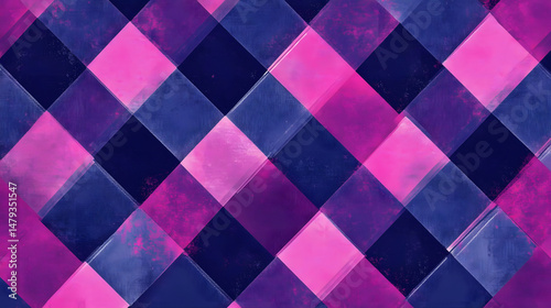 Obraz na płótnie Abstract Pink & Blue Diamond Pattern w salonie