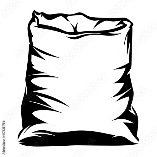 A Black and White Illustration of a Full Sack or Bag