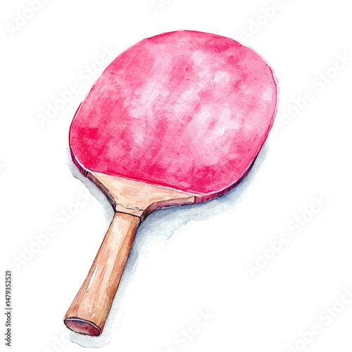 watercolor vector of Ping Pong Paddle, isolated on a white background.