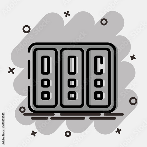 Icon data center. Computer components elements. Icon in comic style.