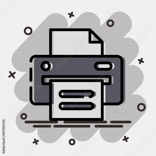 Icon printer. Computer components elements. Icon in comic style.