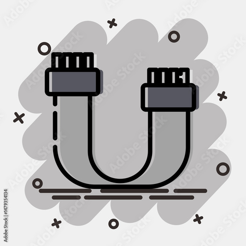 Icon sata. Computer components elements. Icon in comic style.
