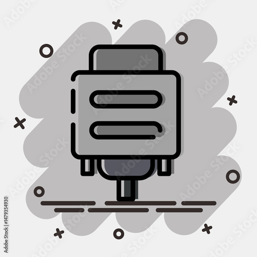 Icon vga. Computer components elements. Icon in comic style.