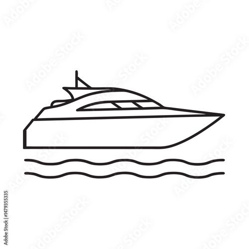 Open sea yacht outline illustration