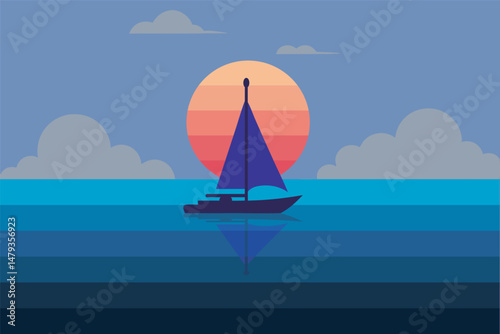 Evening sea voyage with calm waters