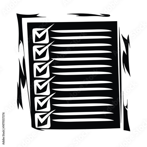 Checklist Graphic Design Black and White  Abstract Task List Item Completion  Simple Icon