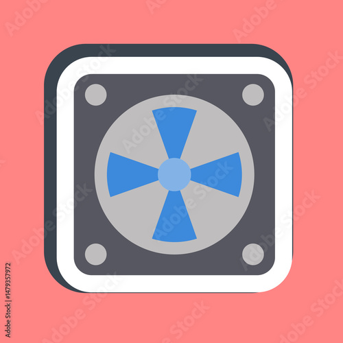 Sticker cooling fan. Computer components elements.