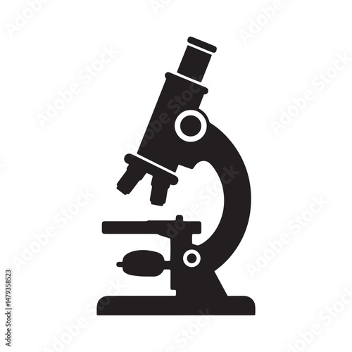 Microscope Silhouette Vector for Scientific, Laboratory and Medical Research Design