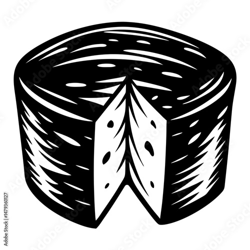A Delicious Wedge of Artisan Cheese Wheel Sliced Open Showing Its Creamy Texture and Holes