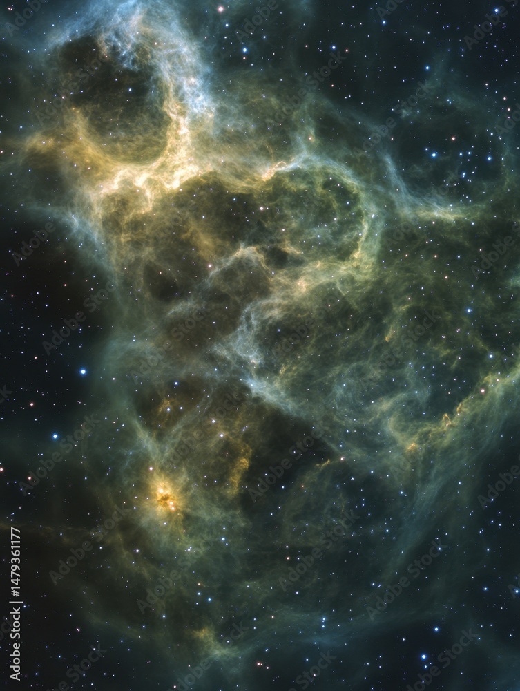 Fototapeta premium Detailed view of the Soul Nebula in Cassiopeia showing interstellar gas and dust clouds in space