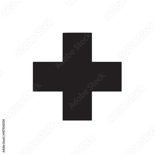 Medical Cross Symbol Silhouette Vector for Healthcare, First Aid and Hospital Icon Use